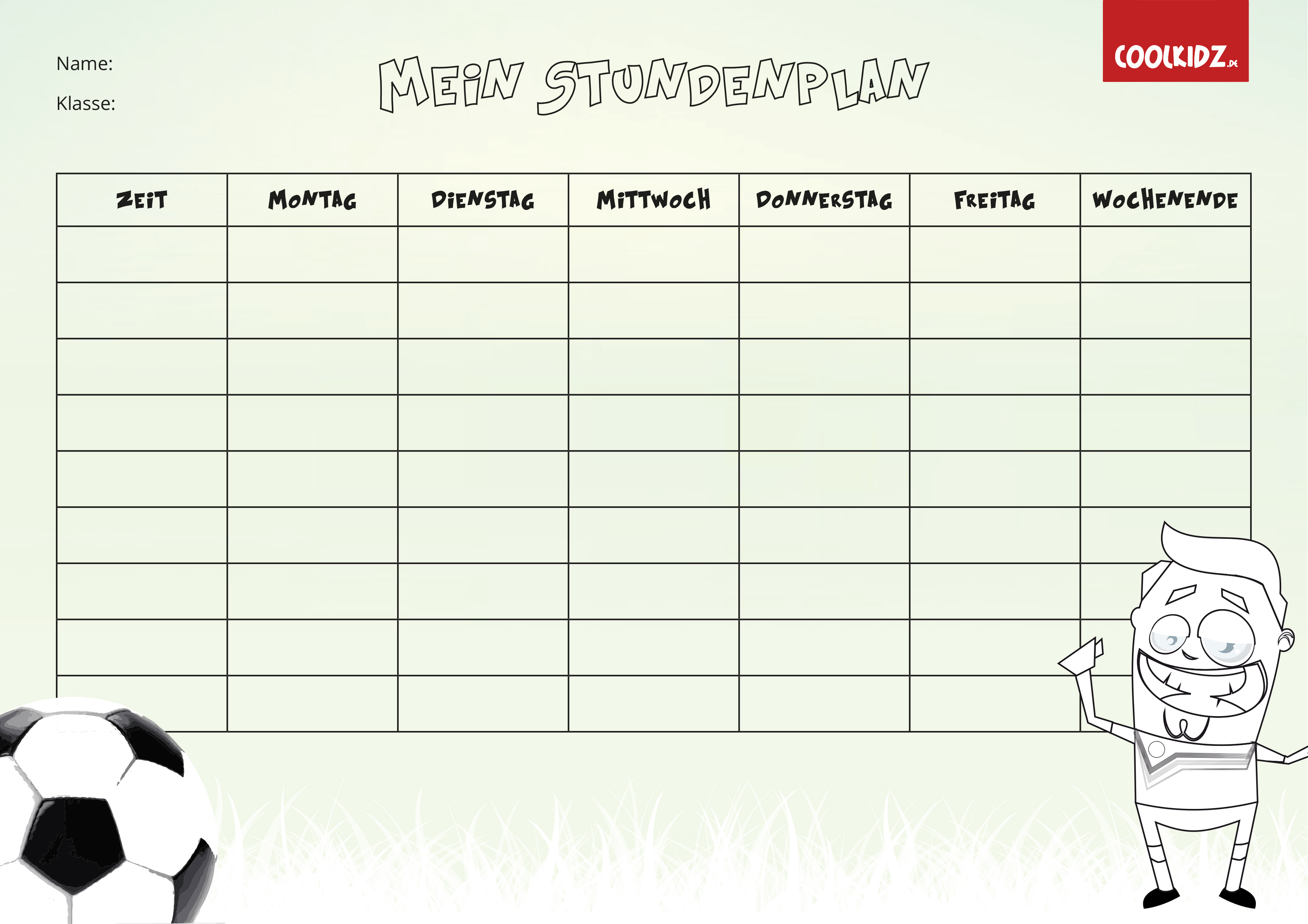 Stundenplan Malvorlage Fußball